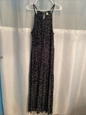 Old Navy Black Floral Halter Maxi Dress